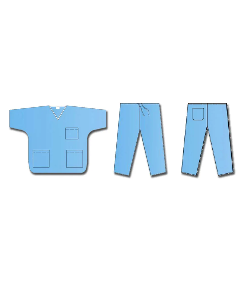50 pezzi divise sanitarie monouso, TNT - casacca + pantaloni - non sterili