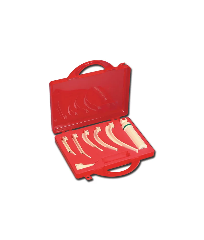 Emergency Case, manico in plastica + 6 lame monouso (Miller 0, 1, 2 e Mc Intosh 2, 3, 4)