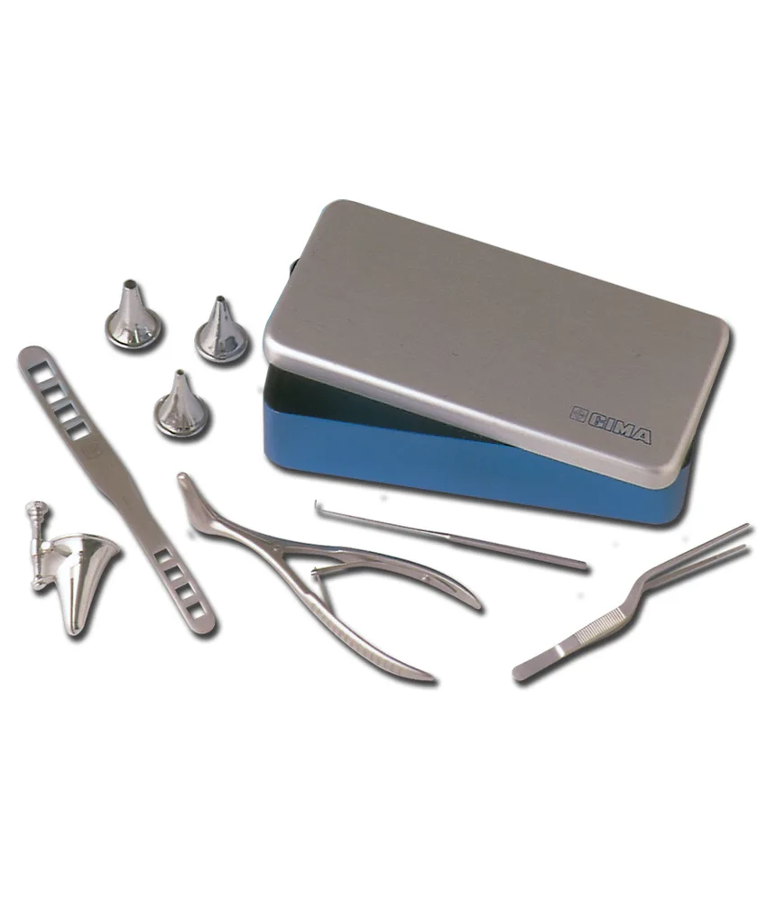 Kit ORL, 6 strumenti - in scatoletta di alluminio