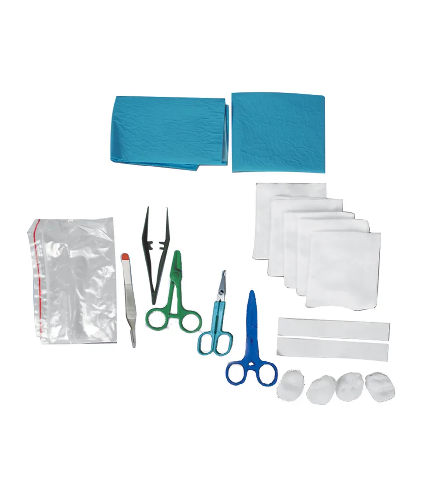 Kit sutura, Telino TNT + PE 50x60 cm con foro, 2 strisce adesive in TNT e altro