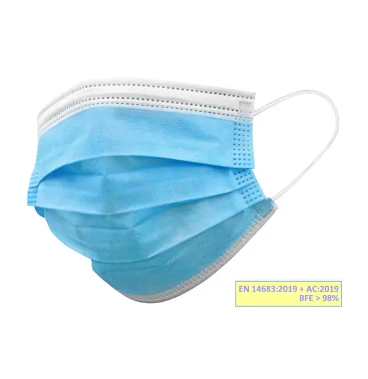 MASCHERINA CHIRURGICA FILTRANTE  3 VELI tipo IIR con elastici.Conf.10 pz