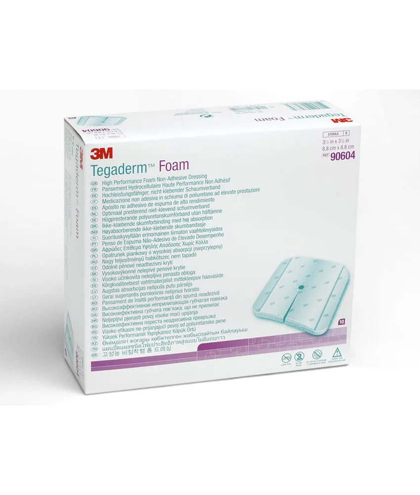 10 pezzi medicazioni Tegaderm Foam, 9 x 9 cm - per tracheotomia