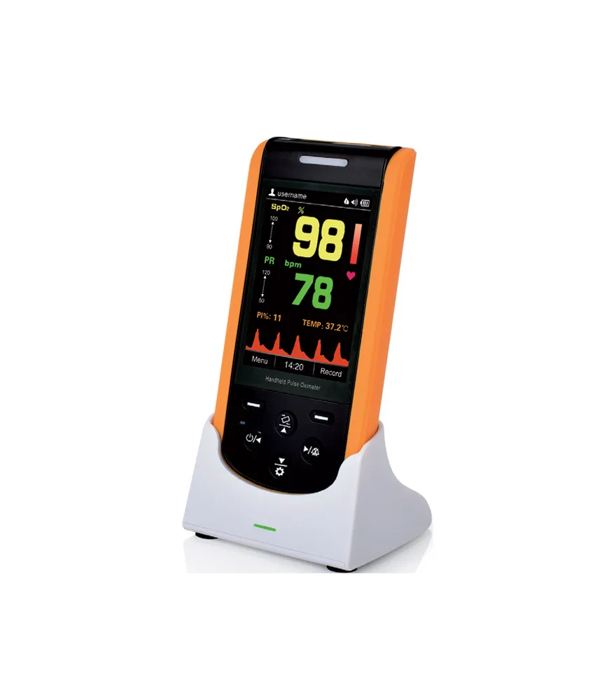 Pulsossimetro OXY 110, display TFT autorotante da 3,5” per SpO2, PI, plestimogramma, PR, e temperatura (necessita 35170)