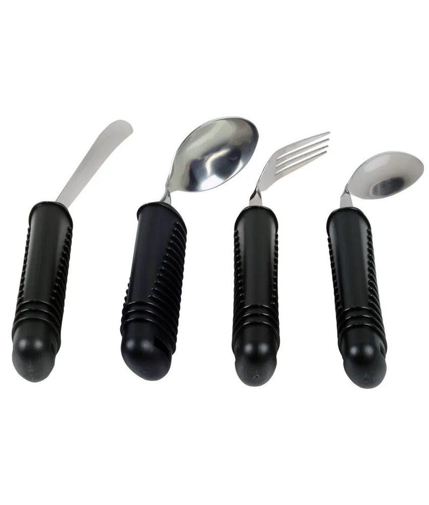 4 pezzi Set posate, 4 posate in acciaio inox - impugnatura in gomma