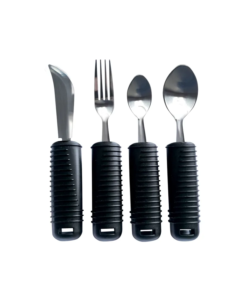 4 pezzi Set posate, 4 posate in acciaio inox - impugnatura in gomma