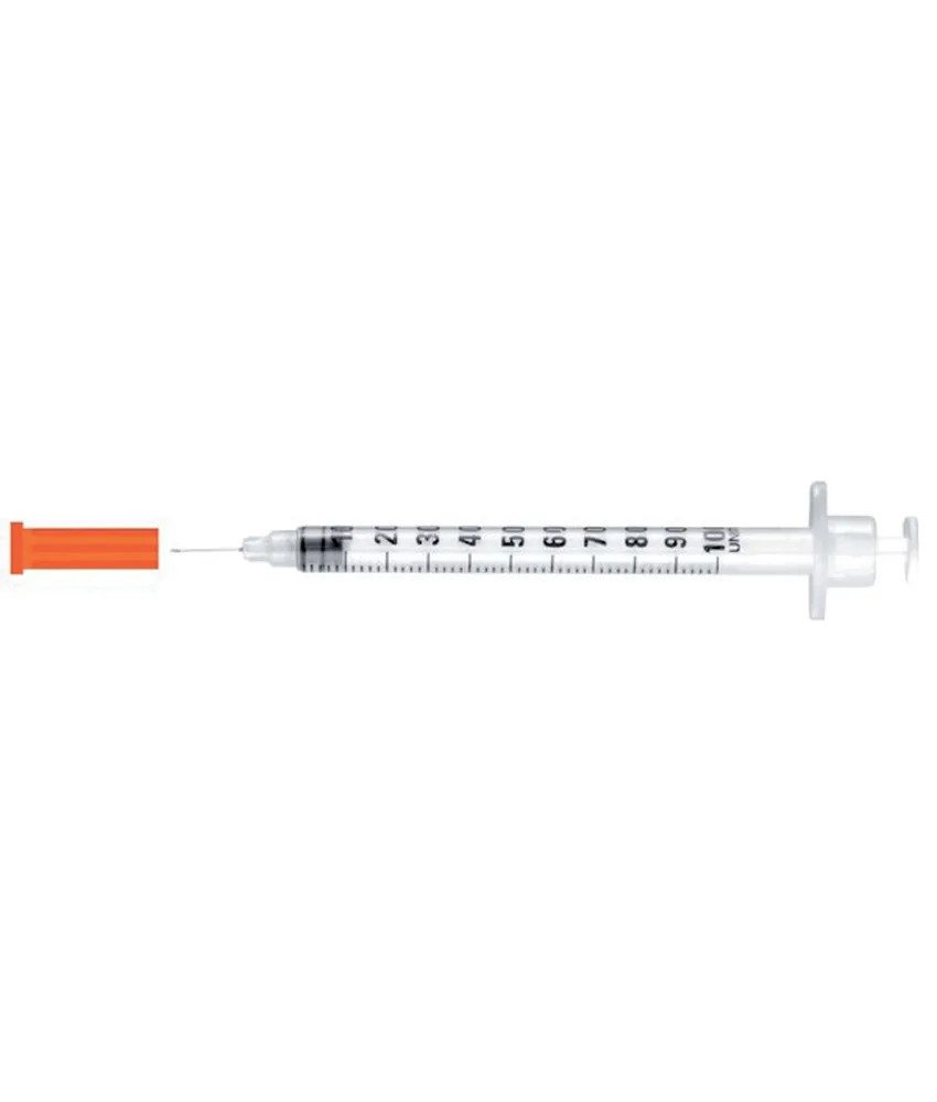 100 pezzi Siringa da insulina con ago fisso, confezione da 100 - 0,5 ml