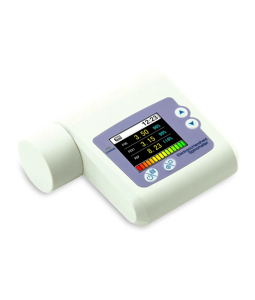 Spirometro tascabile SP-10, può visualizzare i grafici portata-volume e volume-tempo