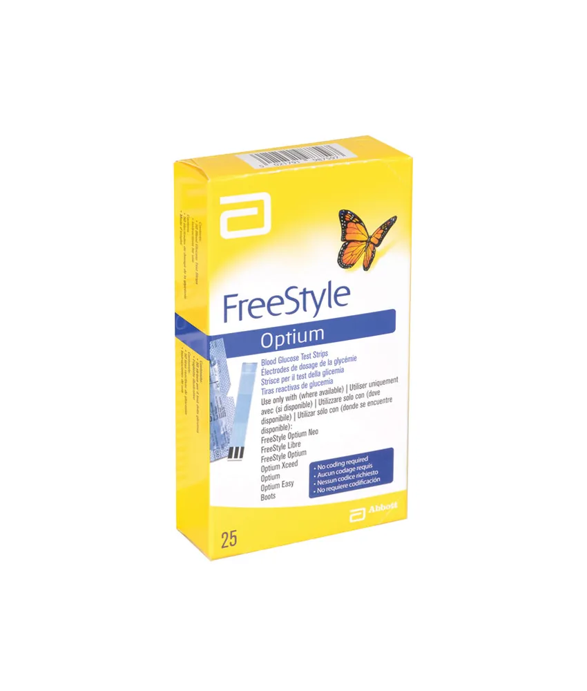 25 pezzi Strisce glucosio ABBOTT FREESTYLE OPTIUM, confezione da 25 strisce