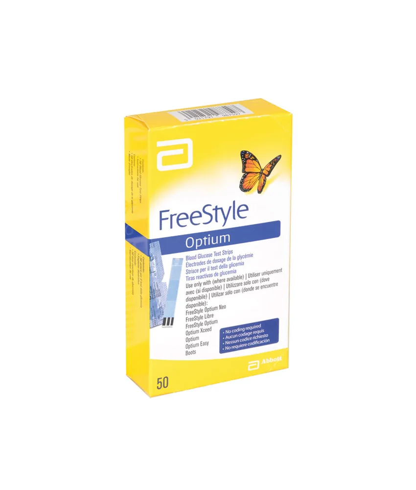 50 pezzi Strisce glucosio ABBOTT FREESTYLE OPTIUM, confezione da 50 strisce