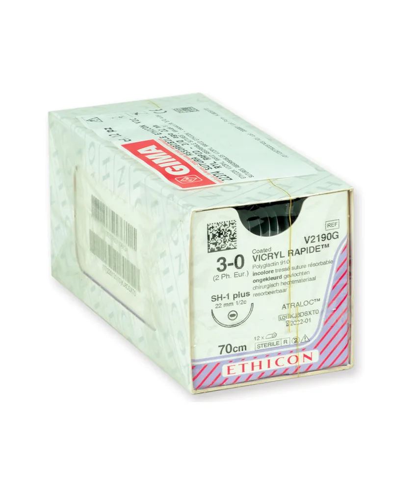 12 pezzi Sutura assorbibile forma 1/2 Vicryl Rapid, confezione da 12 pezzi - sutura: 70 cm