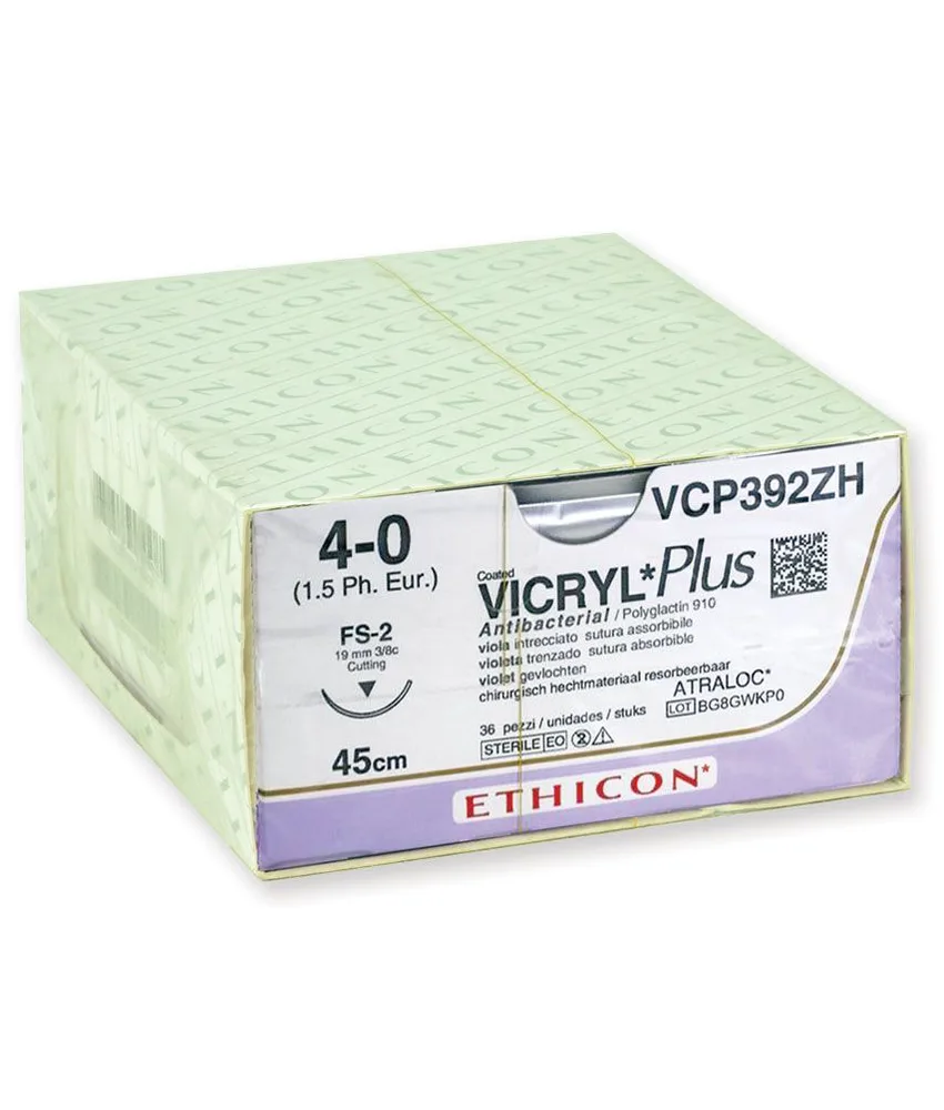 36 pezzi Sutura assorbibile viola Vicryl Plus, confezione da 36 pezzi - sterile