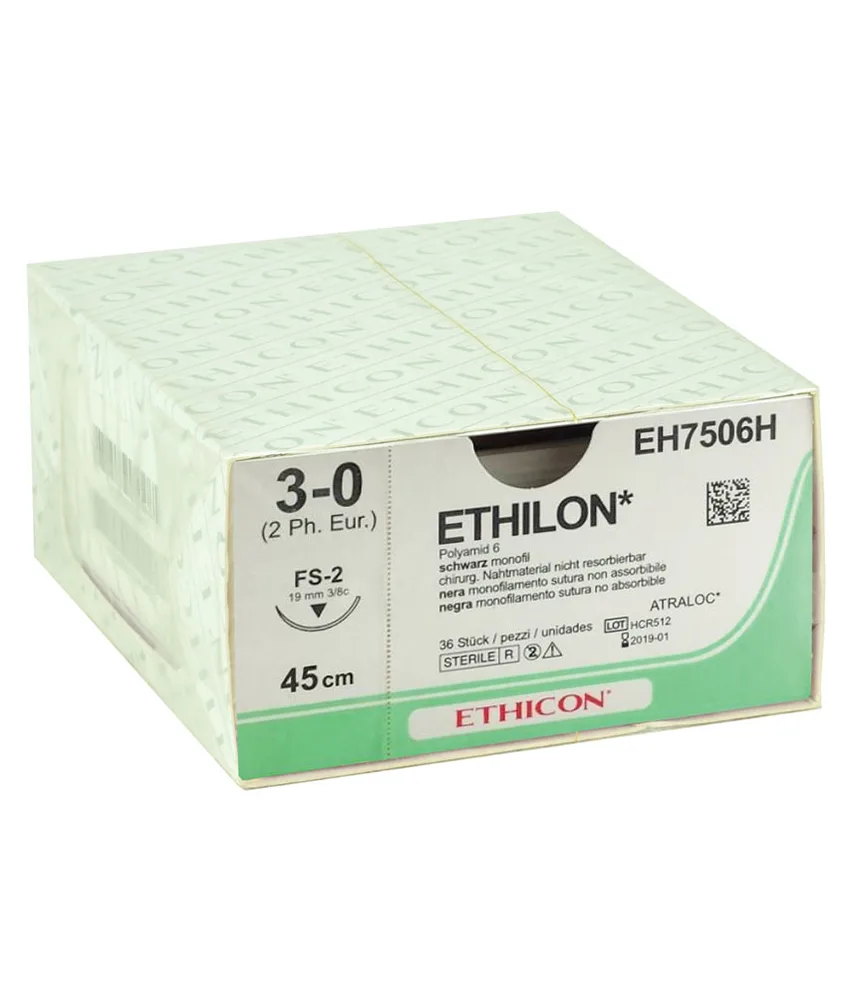 36 pezzi Sutura monofilamento forma 3/8 Ethilon, confezione da 36 pezzi - lunghezza sutura: 45 cm