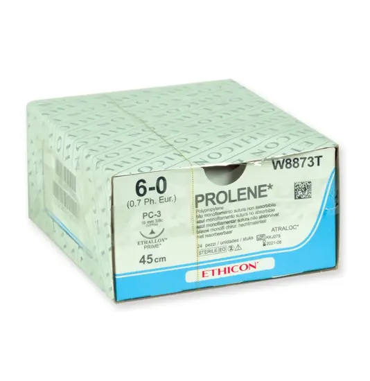 Sutura monofilamento pigmentato blu calibro 6/0  Prolene