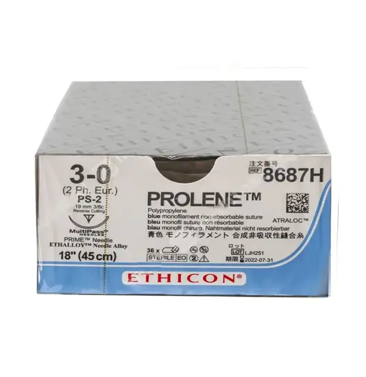 Sutura monofilamento pigmentato blu lunga 45 cm  Prolene