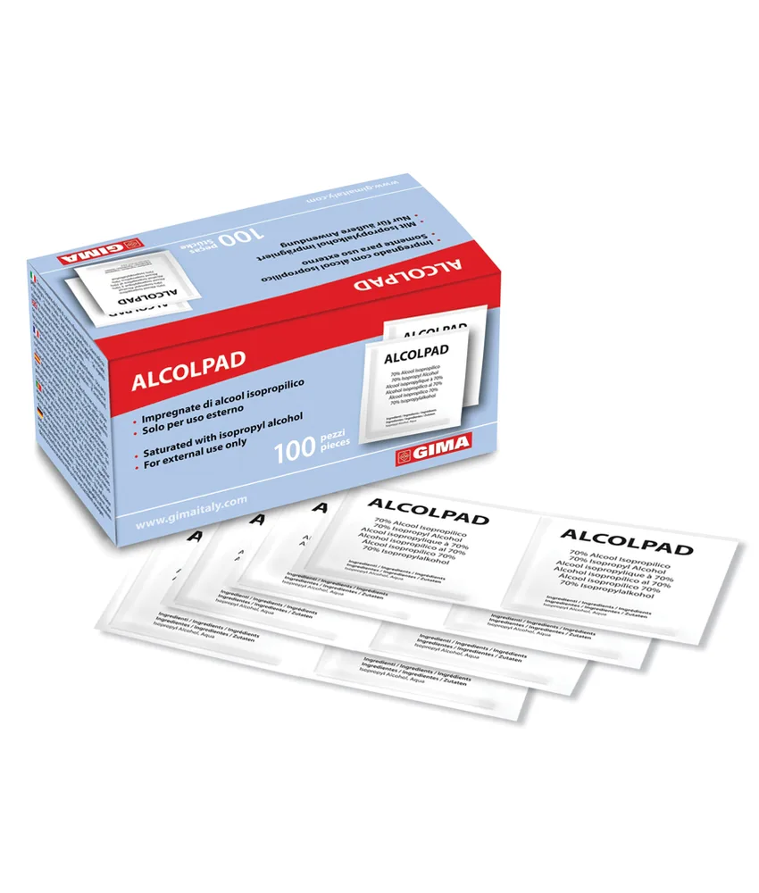 100 Tamponi alcol, imbevuti di alcol isopropilico al 70%
