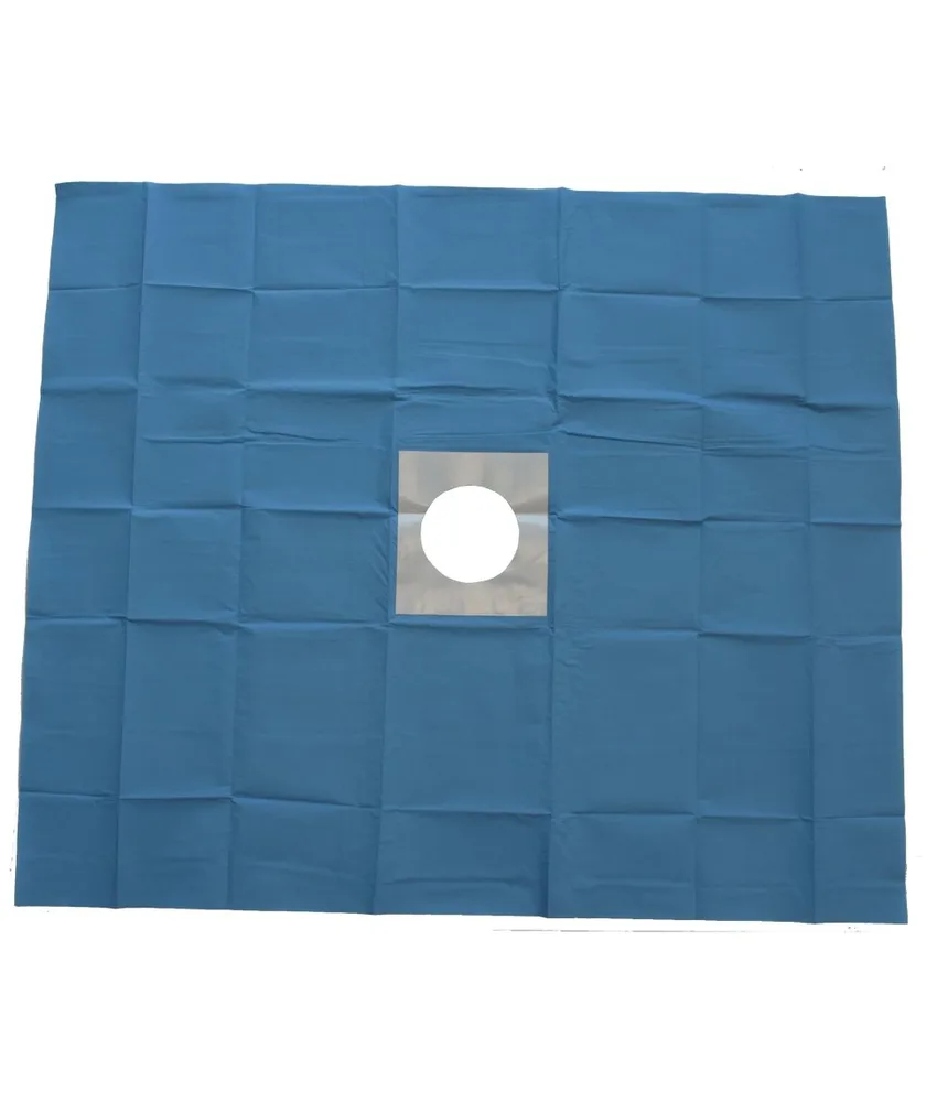 50 pezzi Teli chirurgici sterili biaccoppiati in tnt, confezione da 50 pezzi - telo 100x100cm-foro diametro 10cm