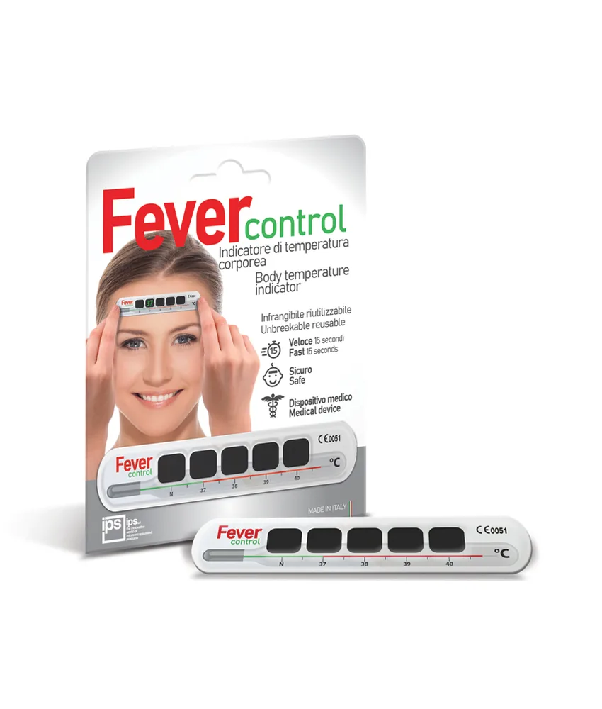 10 pezzi Termometro frontale Fevercontrol, espositore da 10 blister - a cristalli liquidi riutilizzabili
