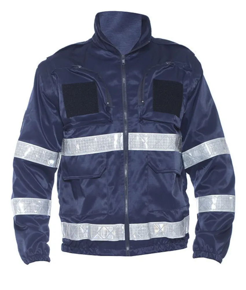 Giacca con bande rifrangenti, 60% cotone e 40% poliestere - tasche frontali