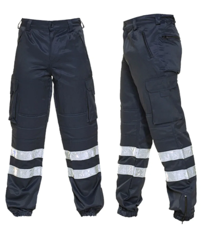 Pantalone con bande rifrangenti, 60% cotone e 40% poliestere - tasche frontali