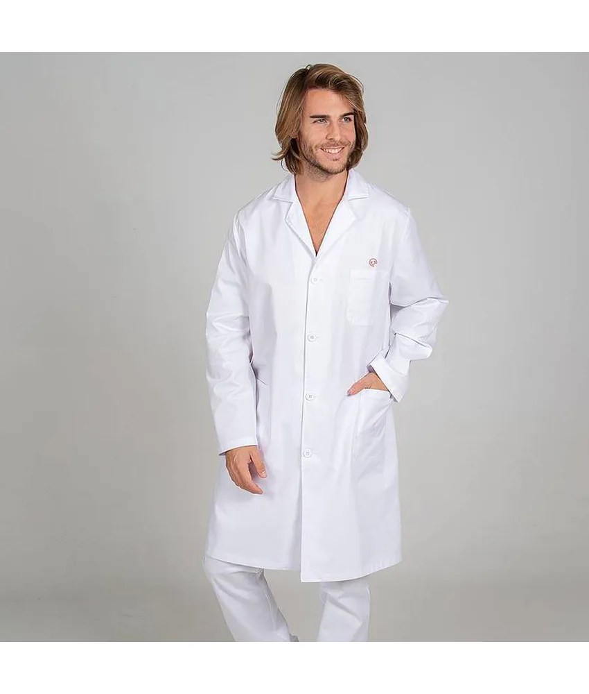 Bata unisex m/l sarga blanca bordada Garys