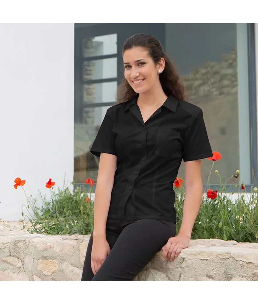 Blusa cameriera m/corta popeline Garys
