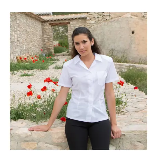 Blusa cameriera m/corta popeline Garys