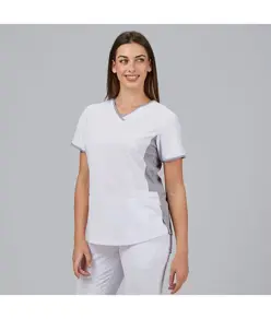 Blusa mujer escote pico combinada m/c cleo Garys