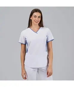 Blusa mujer escote pico combinada m/c cleo Garys