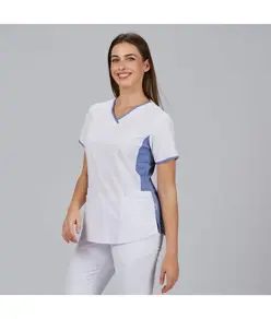 Blusa mujer escote pico combinada m/c cleo Garys