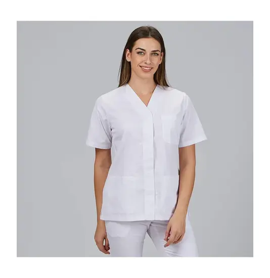 Blusa mujer sanitaria boton presion m/c "red line" Garys
