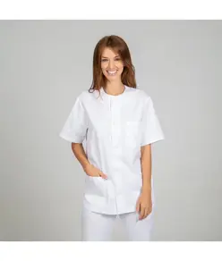 Blusa sanitario unisex abbottonata twill bianca Garys