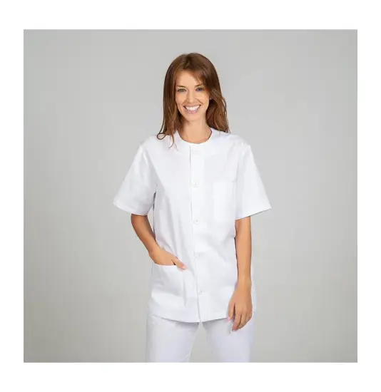 Blusa sanitario unisex abbottonata twill bianca Garys