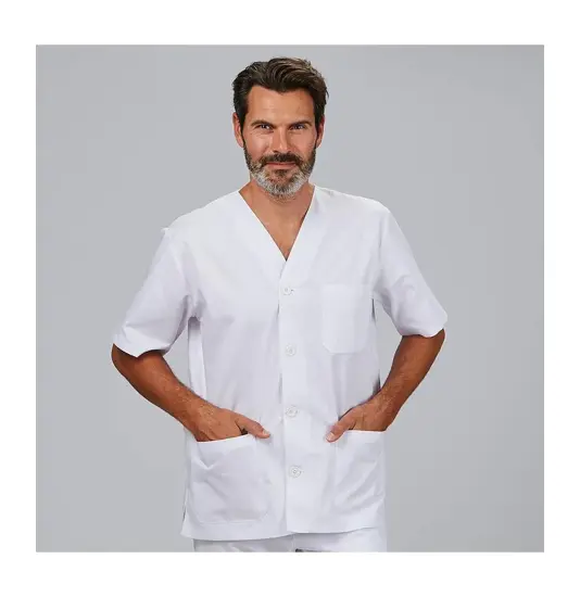 Blusa sanitario unisex pico botones "red line" Garys