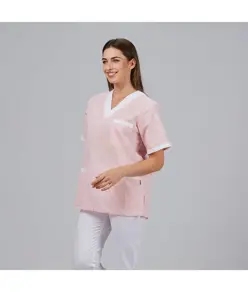 Blusa sanitario unisex scollo a v vichy combinata Garys