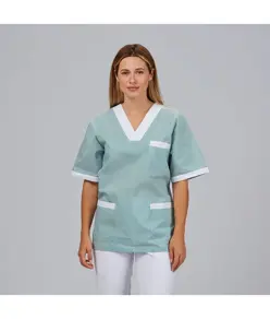 Blusa sanitario unisex scollo a v vichy combinata Garys