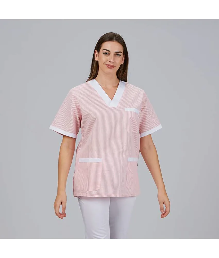 Blusa sanitario unisex scollo a v vichy combinata Garys