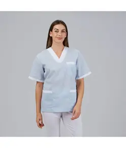 Blusa sanitario unisex scollo a v vichy combinata Garys