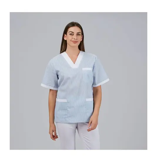 Blusa sanitario unisex scollo a v vichy combinata Garys