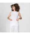 Blusa s/maniche colletto alto Garys