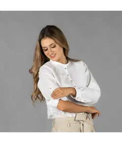 Camicia donna lino/cotone collo coreana kaula Garys