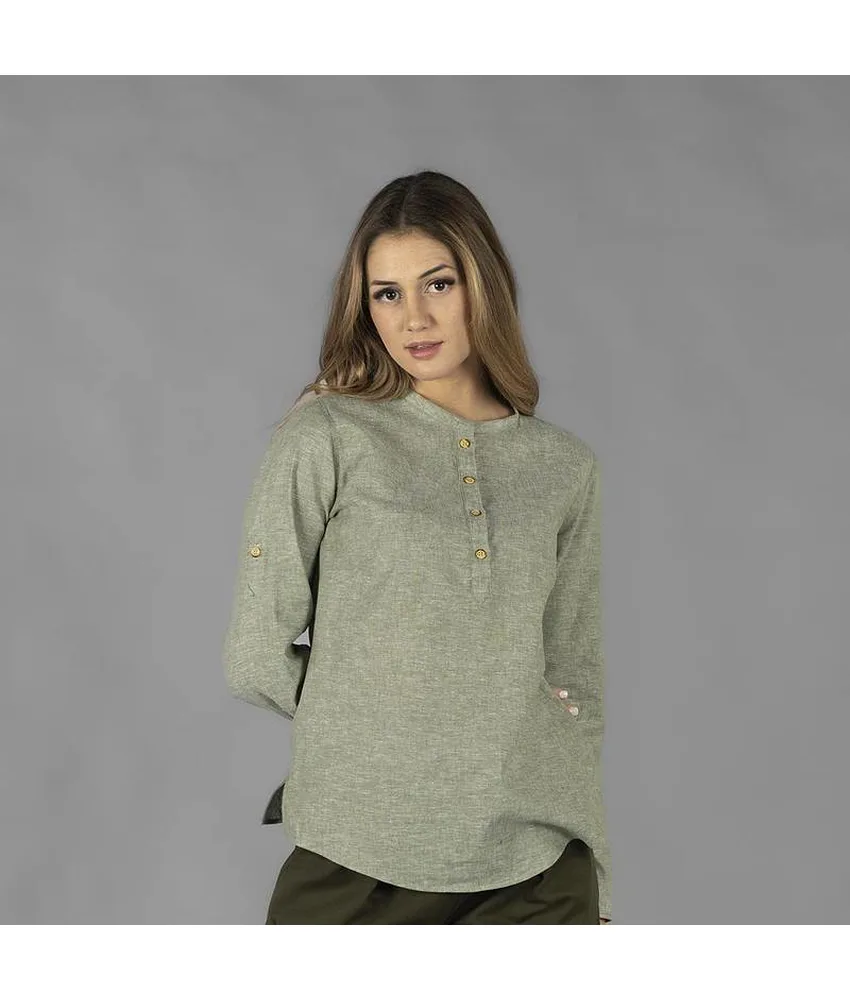 Camicia donna lino/cotone collo coreana kaula Garys