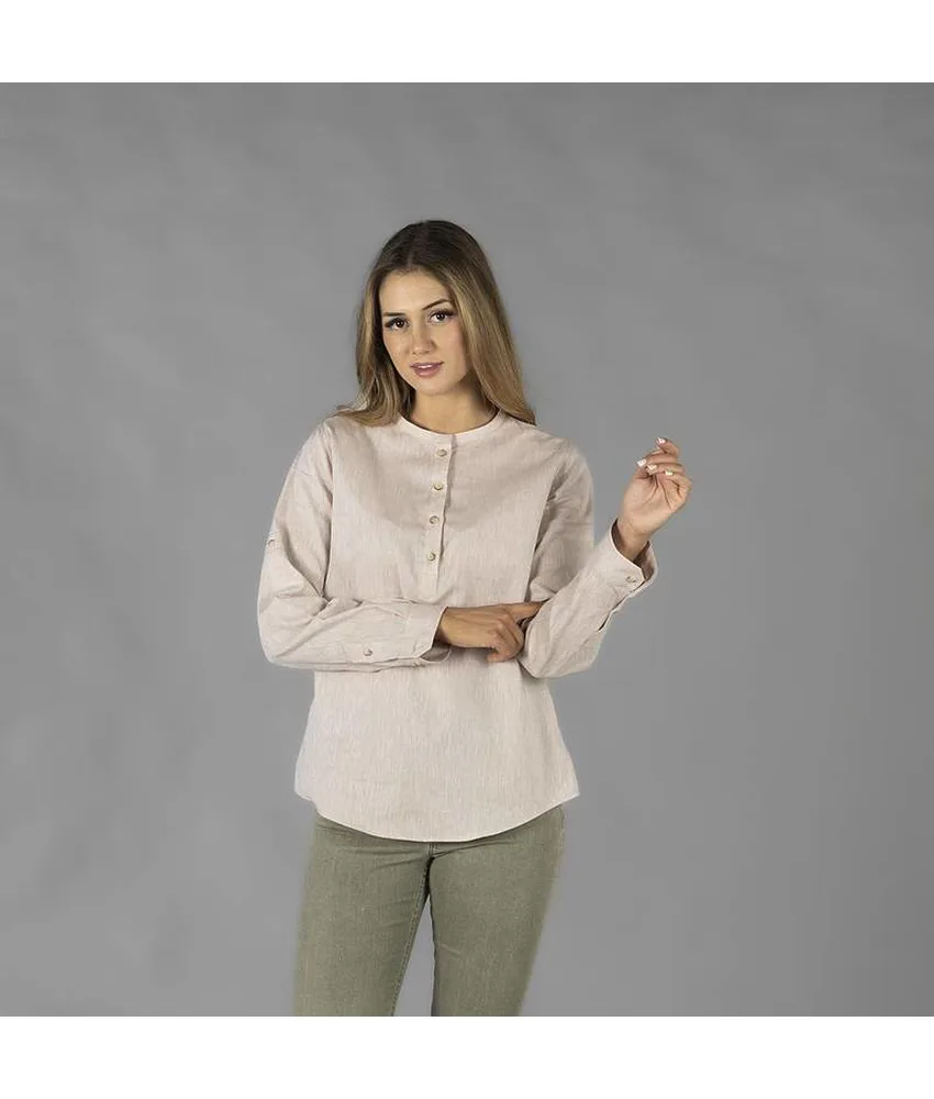 Camicia donna lino/cotone collo coreana kaula Garys