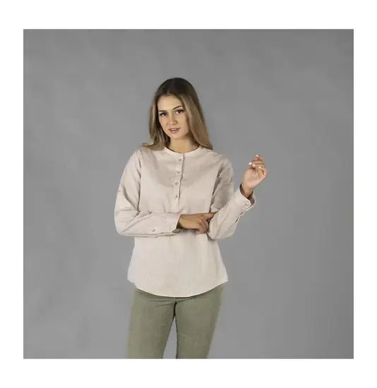 Camicia donna lino/cotone collo coreana kaula Garys