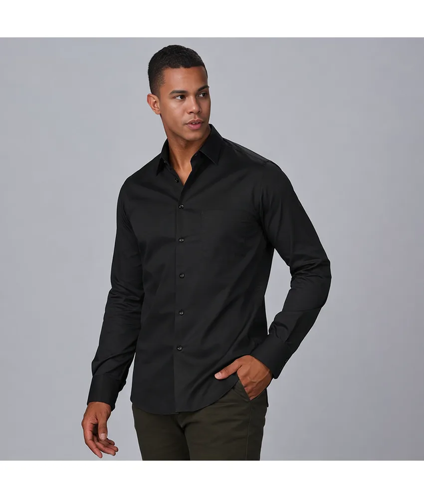 Camicia uomo 1 tasca m/lunga nera Garys