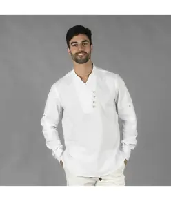 Camicia uomo chambray collo alla coreana nias Garys