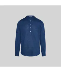 Camicia uomo lino/cotone collo coreana tiwi Garys
