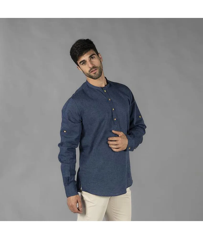 Camicia uomo lino/cotone collo coreana tiwi Garys