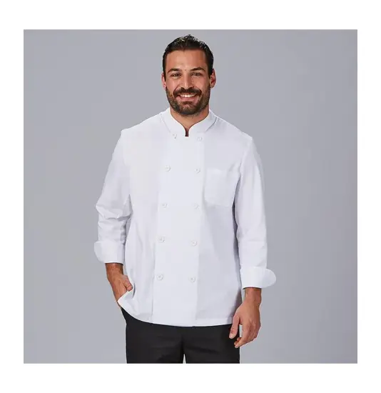 Chaqueta cocina unisex m/l sarga blanca "red line" Garys