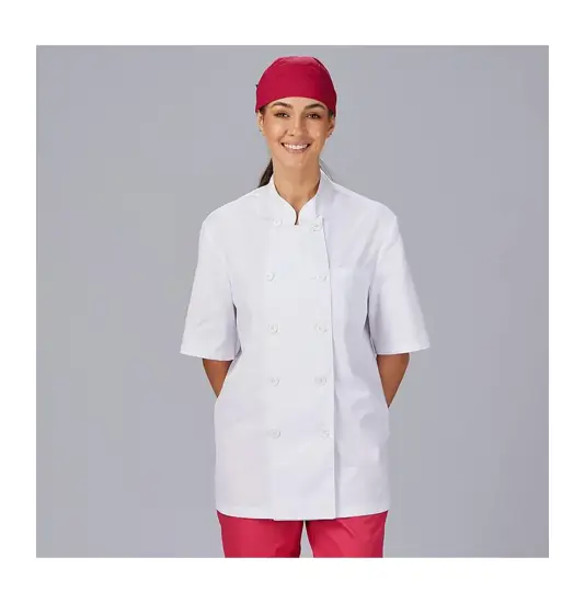 Chaqueta cocina unisex sarga blanca "red line" Garys