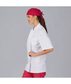 Chaqueta cocina unisex sarga blanca "red line" Garys